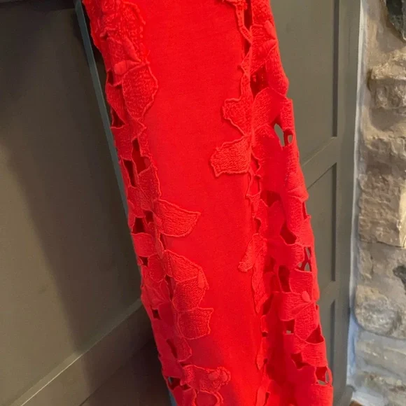 Elie Tahari Morgan Red Macrame Lace Overlay Dress - Picture 5 of 14